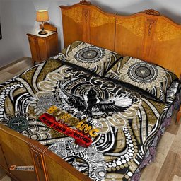 collingwood magpies naidoc week 2024 quilt bed set mascot football dt02