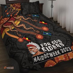 Australia Quilt Bed Set For Our Elders Naidoc Week Snake Aboriginal Painting With Flag