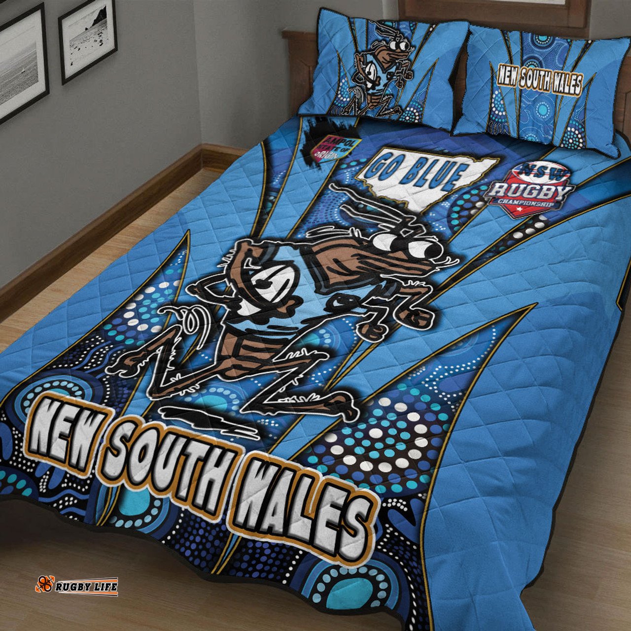 Cockroaches Quilt Bed Set - Cockroaches Mascot With Aboriginal Inspired Art Quilt Bed Set