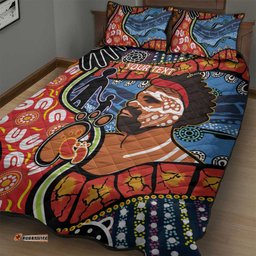 dad and son footprint fathers day personalised quilt bed set australian aboriginal art