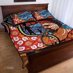 dad and son footprint fathers day personalised quilt bed set australian aboriginal art