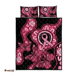 Australia Indigenous Quilt Bed Set Breast Cancer Black Aboriginal Butterfly
