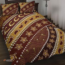 Australia Aboriginal Quilt Bed Set - Australian Aboriginal Style Of Pattern Background Quilt Bed Set