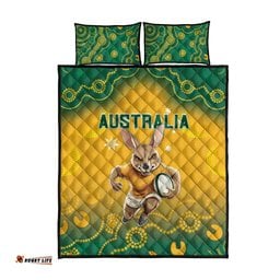 Australia Rugby 2024 Quilt Bed Set Go Wallabies Aboriginal Pattern