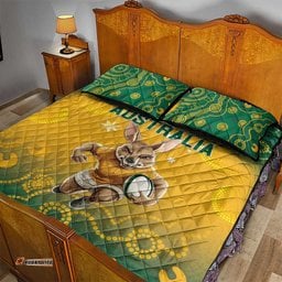 Australia Rugby 2024 Quilt Bed Set Go Wallabies Aboriginal Pattern