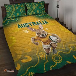 Australia Rugby 2024 Quilt Bed Set Go Wallabies Aboriginal Pattern