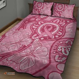Australia Indigenous Quilt Bed Set Breast Cancer Pink Aboriginal Butterfly