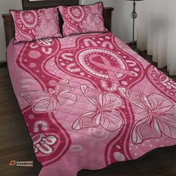 Australia Indigenous Quilt Bed Set Breast Cancer Pink Aboriginal Butterfly
