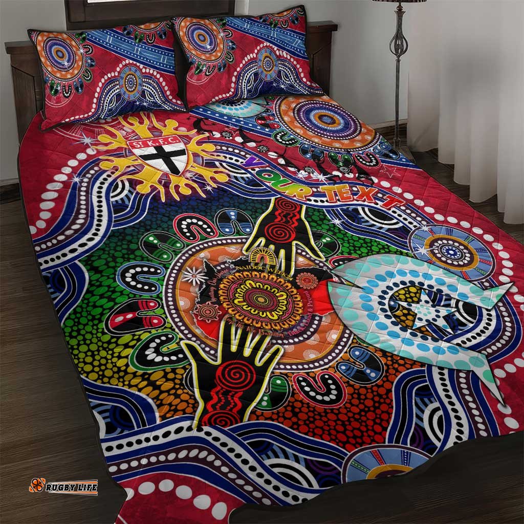 custom naidoc week 2024 st kilda saints quilt bed set australia aboriginal dot painting dt02