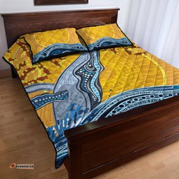 Whale In The Ocean Aboriginal Dot Art Quilt Bed Set No2