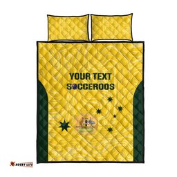 Custom Australia Socceroos Quilt Bed Set Go Aussie Marble Pattern Sporty Style