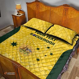 Custom Australia Socceroos Quilt Bed Set Go Aussie Marble Pattern Sporty Style