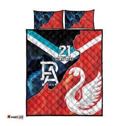 Swans Port Adelaide Football Custom Quilt Bed Set Cracked Metal Style