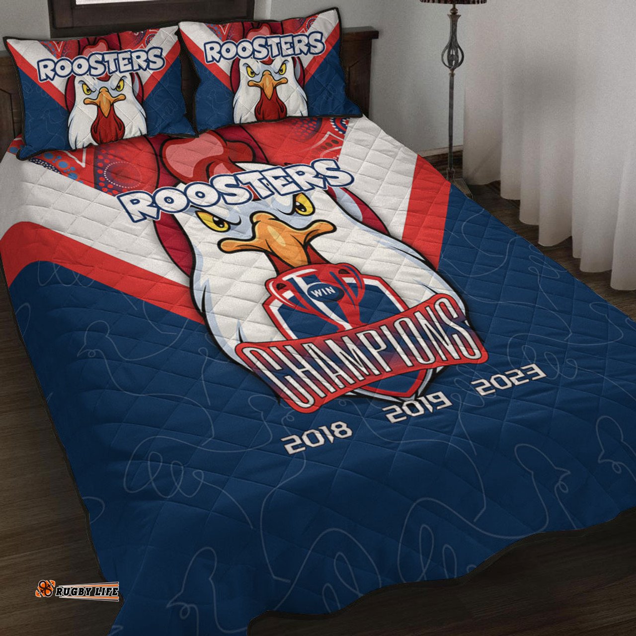 Sydney Roosters Quilt Bed Set Talent Win Games But Teamwork And Intelligence Win Championships With Aboriginal Style