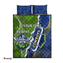 Personalised Cowboys And Raiders Rugby Quilt Bed Set Sporty Version