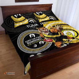 Custom AFL Richmond NAIDOC Week Quilt Bed Set Keep The Fire Burning Indigenous Art