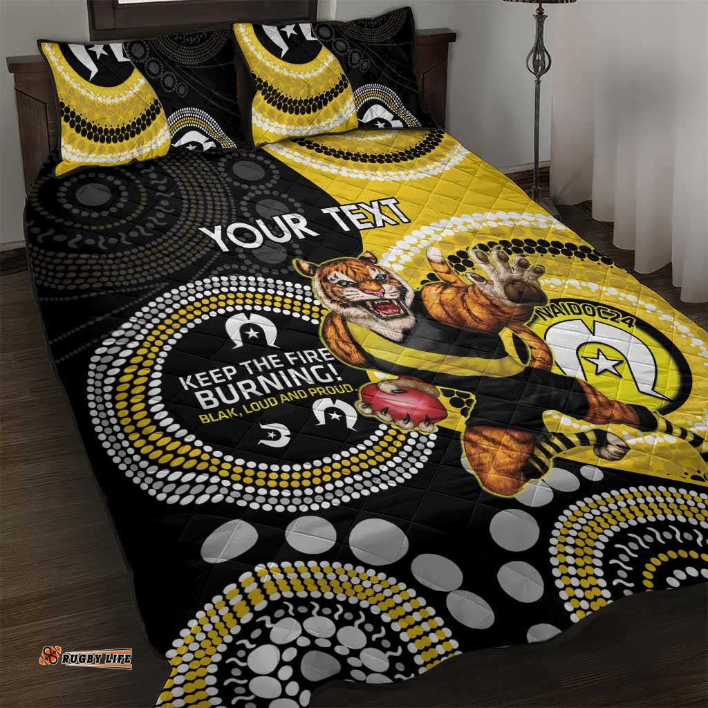 Custom AFL Richmond NAIDOC Week Quilt Bed Set Keep The Fire Burning Indigenous Art