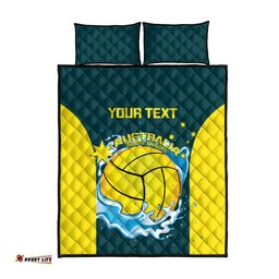 Custom Australia Water Polo 2024 Quilt Bed Set Aussie Shark National Color Version