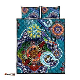 custom naidoc week 2024 port adelaide power quilt bed set australia aboriginal dot painting dt02