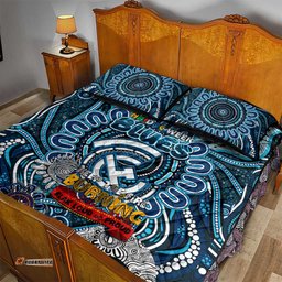 carlton blues naidoc week 2024 quilt bed set mascot football dt02