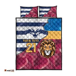 Brisbane Geelong Football Custom Quilt Bed Set Cracked Metal Style