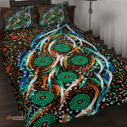 Australia Aboriginal Inspired Quilt Bed Set - Star dreaming story aboriginal art background