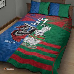 Custom Knights and Rabbitohs Mascot Together Quilt Bed Set