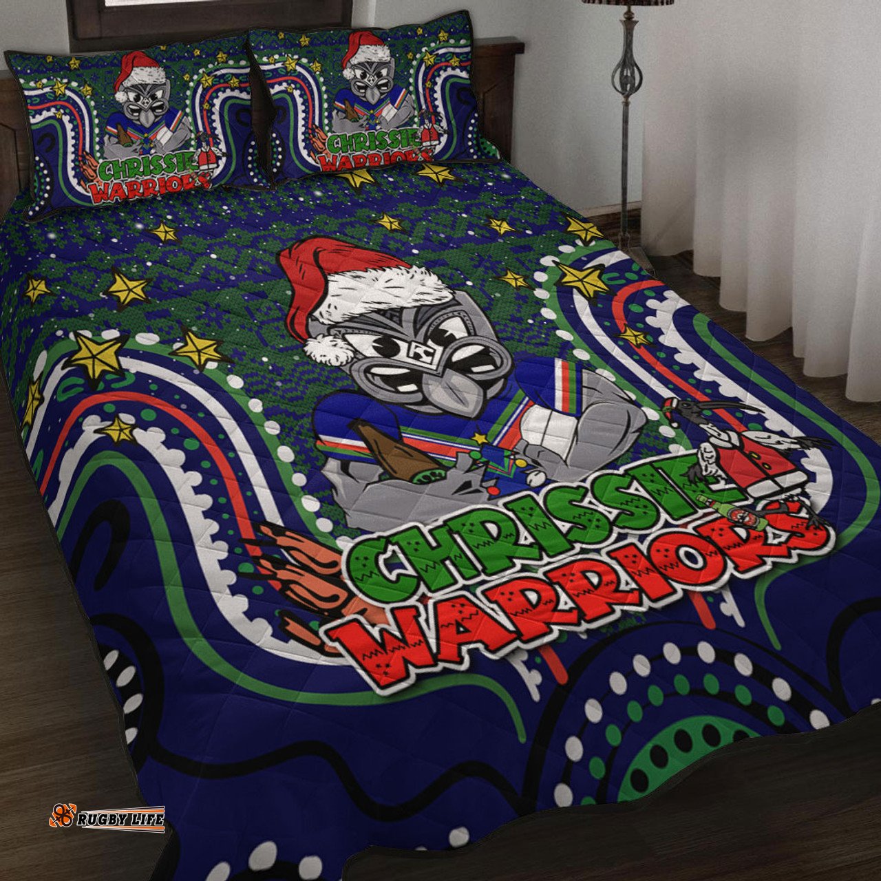 New Zealand Warriors Christmas Custom Quilt Bed Set - Christmas Knit Patterns Vintage Jersey Ugly Quilt Bed Set