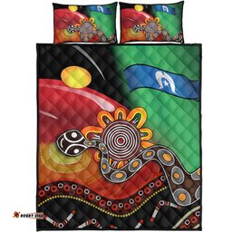 Australia Aboriginal Quilt Bed Set - The Rainbow Serpent Dreamtime Give Shape To The Earth Quilt Bed Set