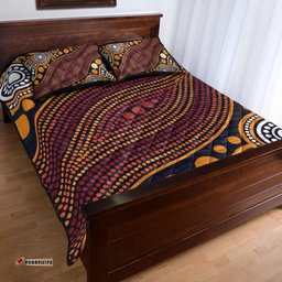 Australia Aboriginal Inspired Quilt Bed Set - Indigenous Art Aboriginal Inspired Dot Painting Style 3