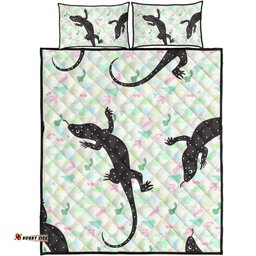 Australia Goanna Quilt Bed Set - Aboriginal Goanna Dot Art Colorful Inspired Quilt Bed Set