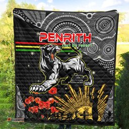 Penrith Panthers Anzac Inspired Quilt - Penrith Panthers with Poppy Flower Art Quilt