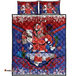 Newcastle Knights Christmas Quilt Bed Set - Custom Merry Christmas Newcastle Knights Indigenous Inspired