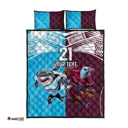 Custom Sea Eagles And Sharks Rugby Quilt Bed Set Sporty Style