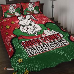 South Sydney Rabbitohs Quilt Bed Set - Team With Dot And Star Patterns For Tough Fan Quilt Bed Set