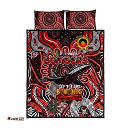 essendon bombers naidoc week 2024 quilt bed set mascot football dt02