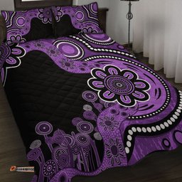 Australia Quilt Bed Set Aboriginal Indigenous Dot Painting Purple