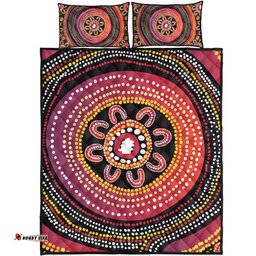Australia Aboriginal Quilt Bed Set - Aboriginal Dot Art Design Quilt Bed Set
