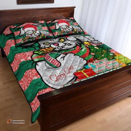 South Sydney Rabbitohs Quilt Bed Set - Merry Christmas Super Rabbitohs With Ball And Aboriginal Patterns