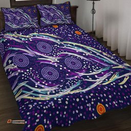 Australia Aboriginal Quilt Bed Set - Purple Dot Dreamtime Quilt Bed Set