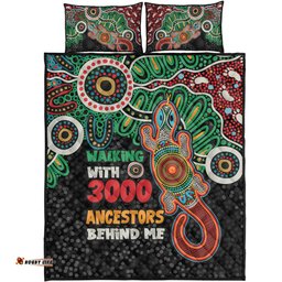 Australia Aboriginal Quilt Bed Set - Walking with 3000 Ancestors Behind Me With Goanna Quilt Bed Set