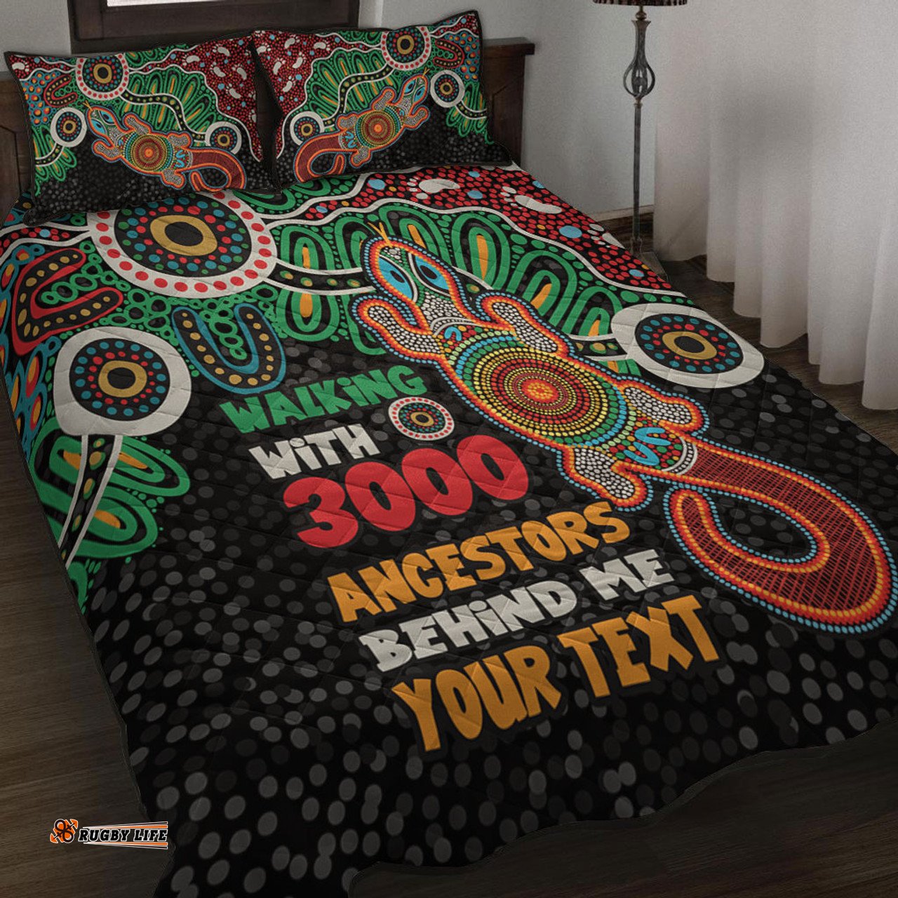 Australia Aboriginal Quilt Bed Set - Walking with 3000 Ancestors Behind Me With Goanna Quilt Bed Set
