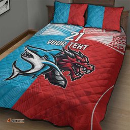 Custom Sharks Dragons Rugby Quilt Bed Set With Sporty Style