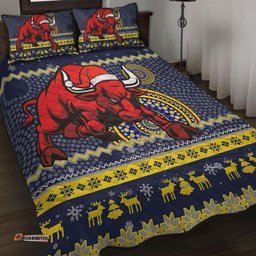 North Queensland Cowboys Quilt Bed Set - Australia Ugly Xmas With Aboriginal Patterns For Die Hard Fans