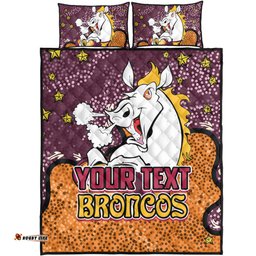Brisbane Broncos Custom Quilt Bed Set - Team With Dot And Star Patterns For Tough Fan Quilt Bed Set