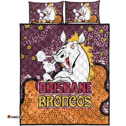 Brisbane Broncos Custom Quilt Bed Set - Team With Dot And Star Patterns For Tough Fan Quilt Bed Set