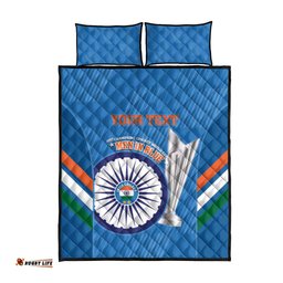 Custom India Cricket Quilt Bed Set 2nd Champions World Cup Men In Blue