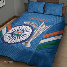 Custom India Cricket Quilt Bed Set 2nd Champions World Cup Men In Blue