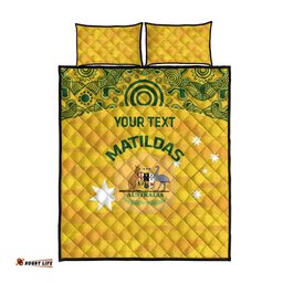 Custom Australia Matildas Quilt Bed Set National Color Indigenous Art