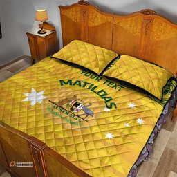 Custom Australia Matildas Quilt Bed Set National Color Indigenous Art